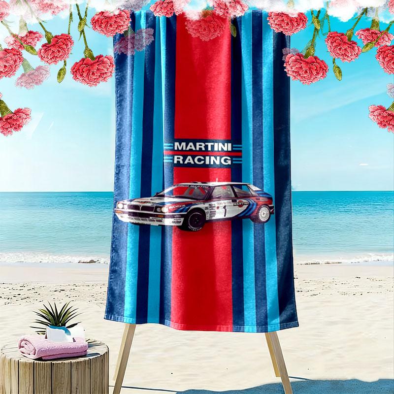 Martini Racing Print Strandtuch, Großes Weiches Schnelltrocknendes Handtuch für Strand Camping Schwimmen