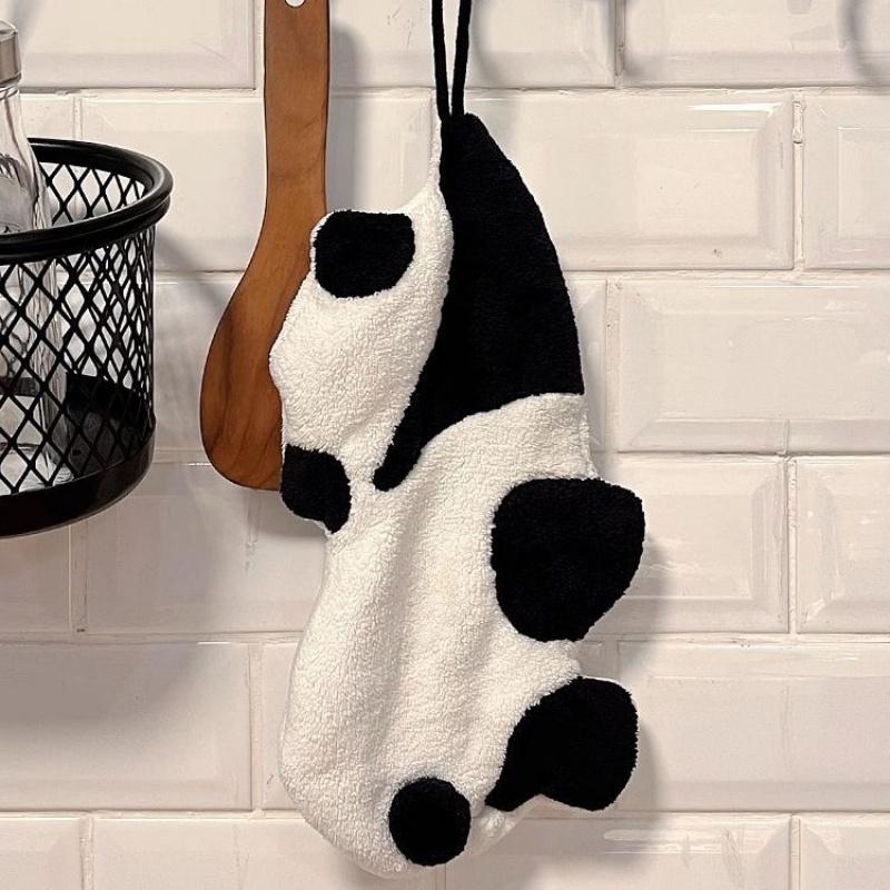 Panda Hand Towel, Hanging Type, Made Of Coral Fleece Microfiber, Absorbent And Quick-Drying, Suitable For Bathroom And Kitchen Use, Small Hand Towel
