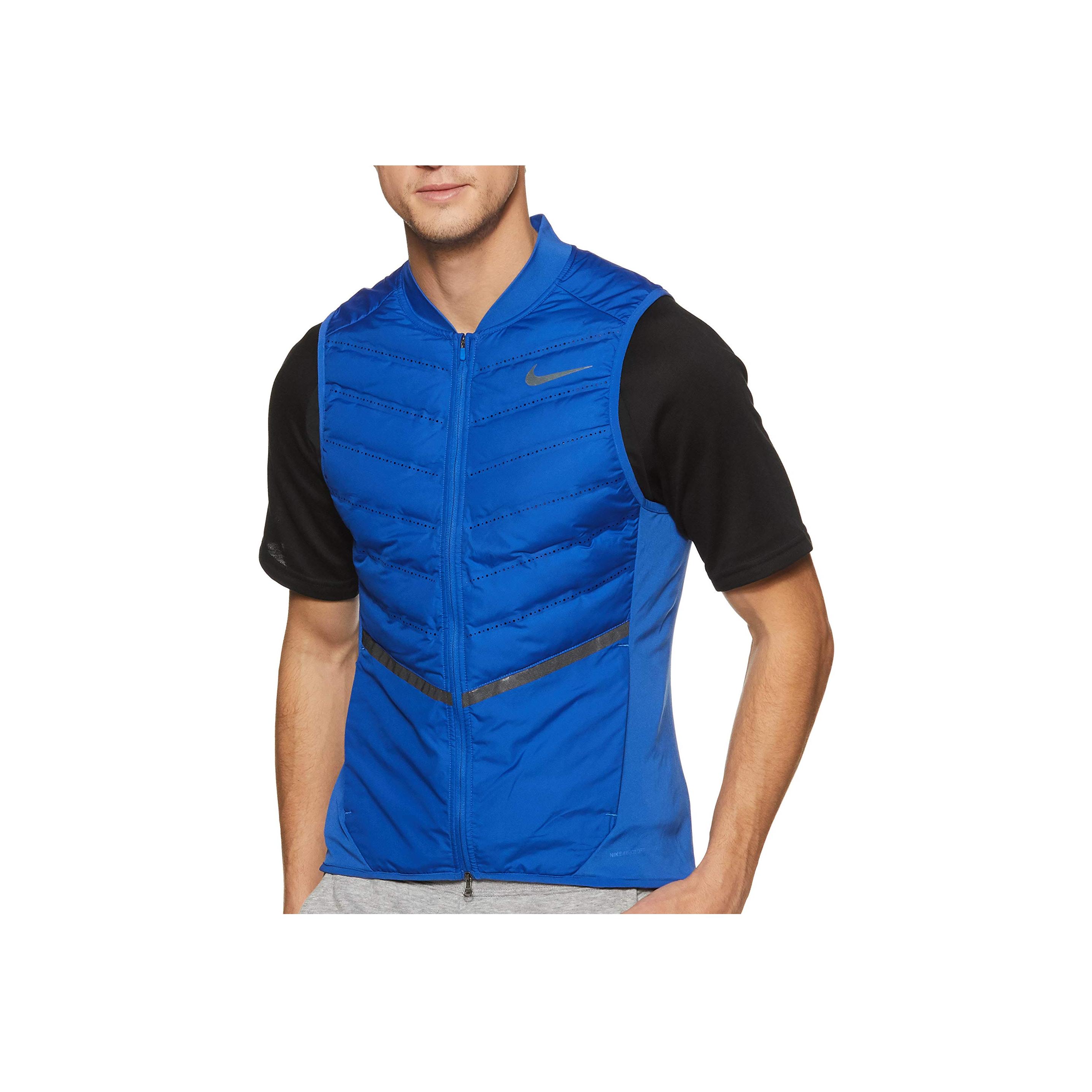 

Nike Однотонный жилет без рукавов на пуху серого гуся с воротником-стойкой на молнии для мужчин 800498-480 L