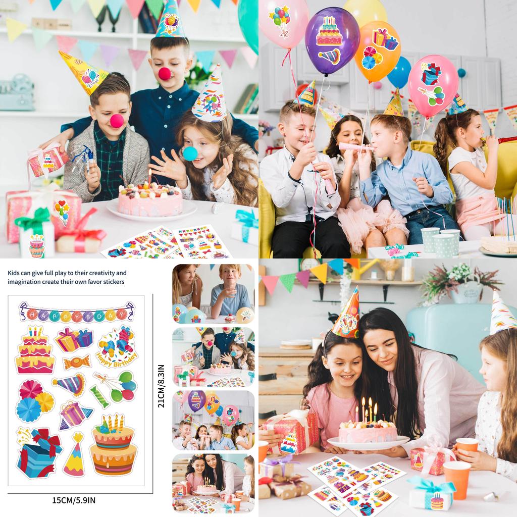 Cute Cartoon Themed Birthday Party Interactive Parent Child Puzzle Diy Stickers Pack
