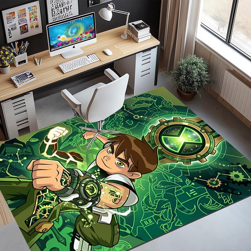 Ben 10 Cartoon Pattern Rug, Indoor/Outdoor Mat, for Picnic, Gameroom, Bedroom, Office, Living Room, Home Decor Carpet, Birthday Gift