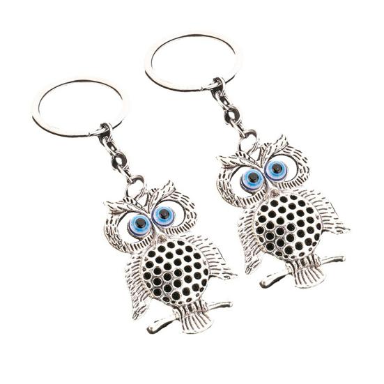 

2Pcs Evil Eye Owl Keychains Metal Owl Bag Charm Backpack Charm Retro Evil Eye Keychain for Women Purse Handbag B