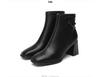 2025 Women's French Autumn/Winter Square Toe Chunky Heel High Heel Boots - Fashionable and Versatile British Style