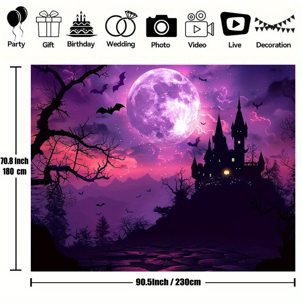 1Pcs Spooky Night Moonlight Castle Halloween Decoration Background Halloween Backdrop Decorations For Photo Studio Booth Party