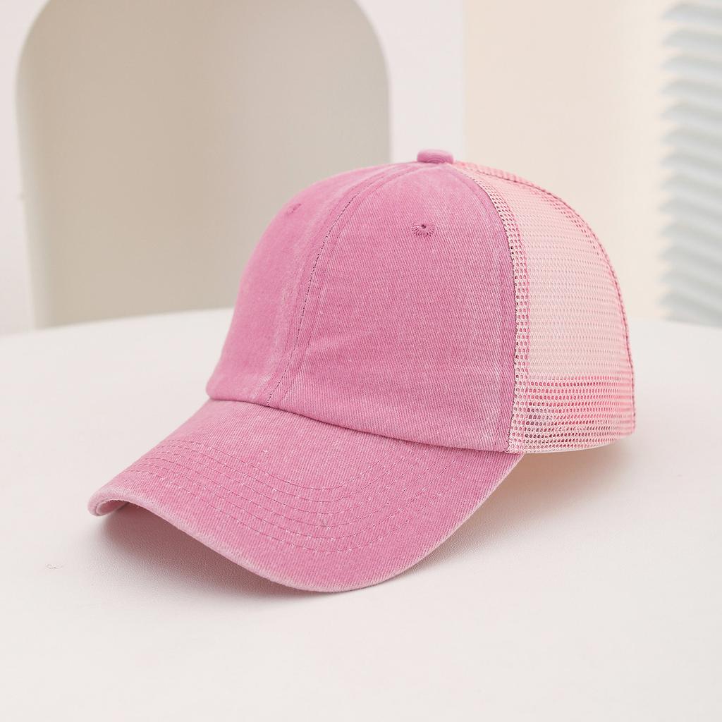 Casual Water-washed Mesh Baseball Cap, Adjustable Curved Brim Baseball Cap, Summer Sweat-absorbing and Breathable Sun Hat