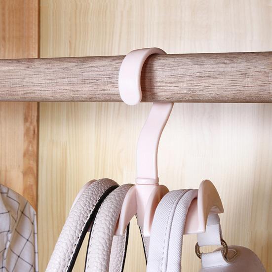 4Pcs Rotatable Closet Organizer Hangers Handbag Hanging Storage Holders Hooks