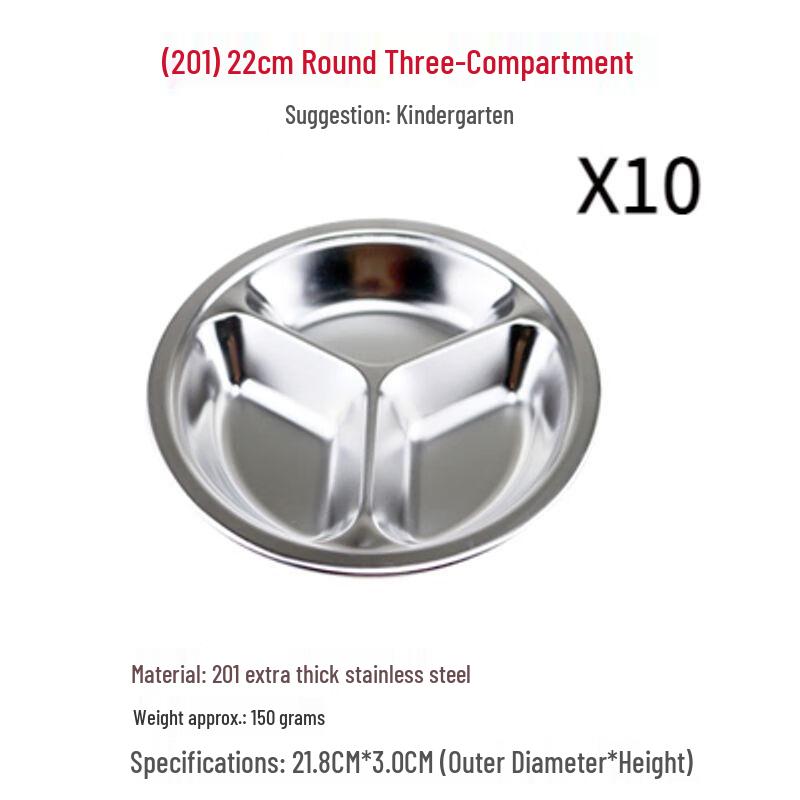 Stainless Steel Divided Round Kids Meal Plates