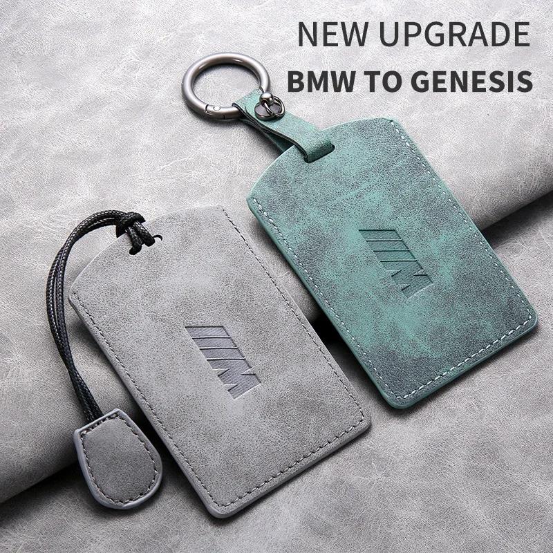 Autocollant de Voiture Chaud 2025 Cuir Daim Étui de Protection Coque pour Clé Intelligente de Voiture NFC Pour BMW Série M 3 5 7 X1 X3 X5 X6