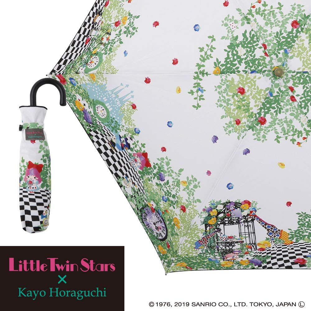 ogawa Складной зонт Sanrio Little Twin Stars для женщин, коллаборация с Kayo Haraguchi, черный, артикул 12976