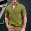 Men's Summer Solid Color Casual T-shirt Sports Breathable Zipper Collar Top
