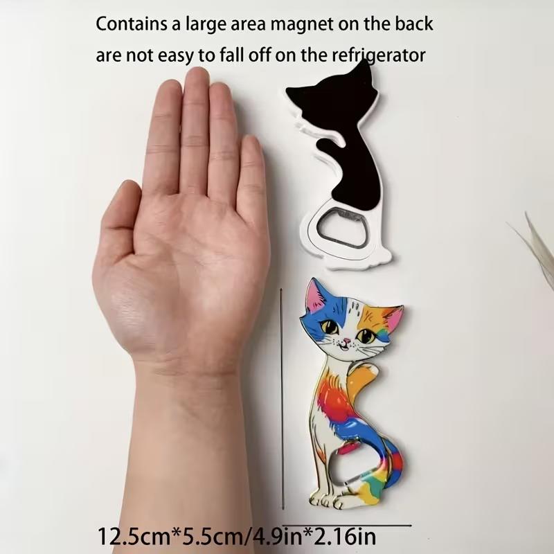 Enchanting Cat Acrylic Fridge Magnets Bottle Opener Embossing Hot Stamping Refrigerator Magnets Sticker Gift Home Decoration