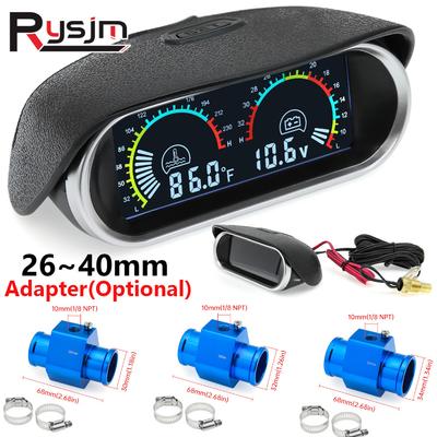 Neu 12v/24v Auto Auto 2 in 1 LCD Digitalanzeige Wassertemperatur+ Voltmeter+Temperatursensor+Adapter(Optional)Universell für