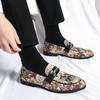 Charm New Print Pattern Patent Leather Loafers Shoes For Men Moccasins Party Wedding Groom Prom Flats Zapatillas Hombre