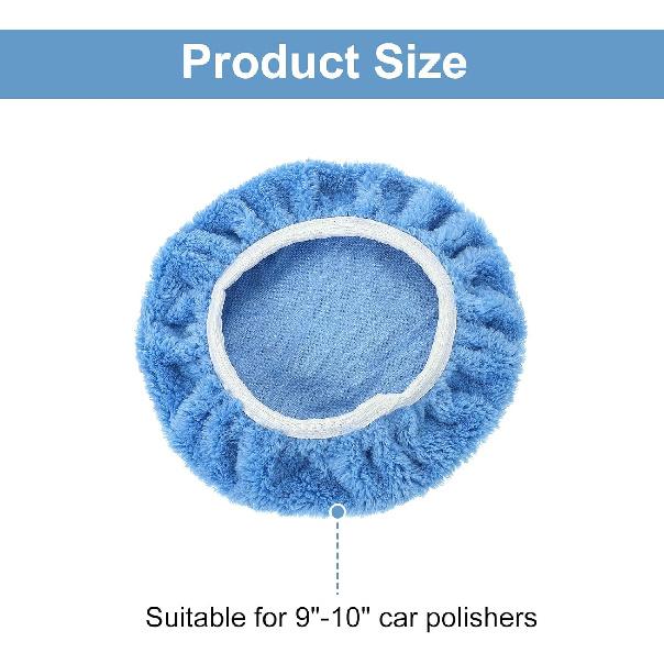HARFINGTON 6pcs Car Polisher Bonnet Buffing Pad Coral Fleece Polishing Buffing Pad Cover for 9"-10" Car Buffer Bonnets Polisher, Light Blue