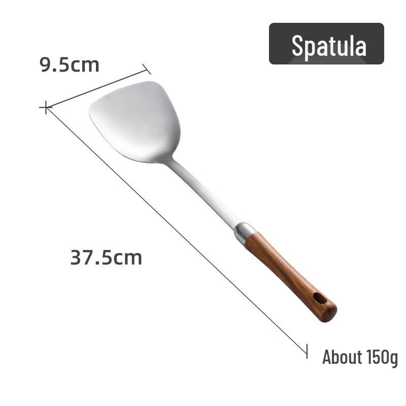 ZISIZ Stainless Steel Kitchen Spatula with Wooden Handle