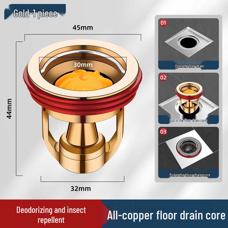 Odor-Proof All-Copper Floor Drain with Anti-Backflow Sealing Cover for Bathrooms