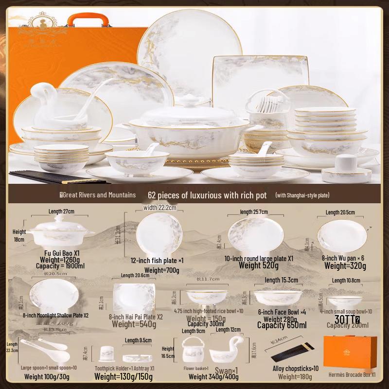 Yuluo Chinese Ceramic Tableware Set