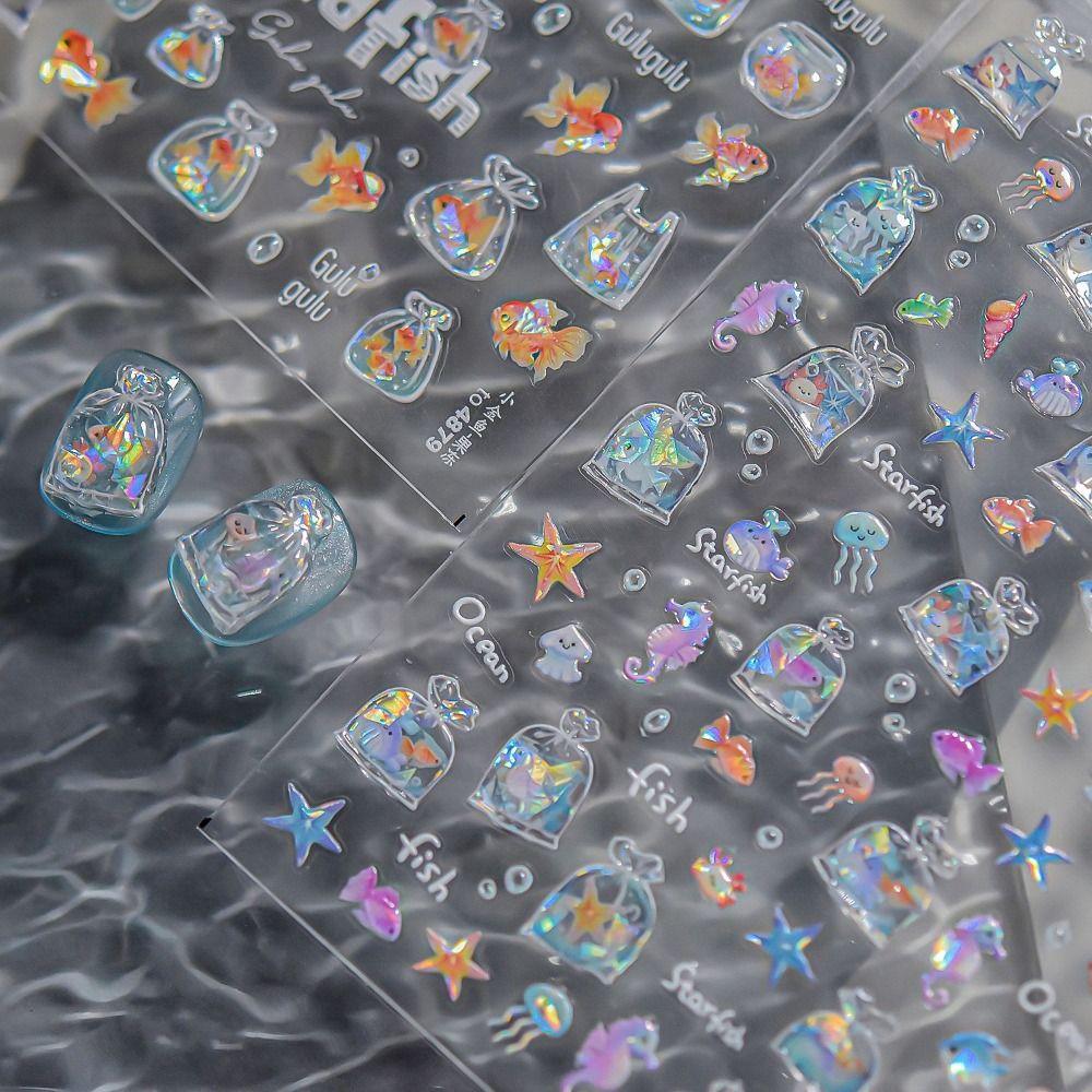 DIY Ocean Fish Nail Stickers 3D Relief Nail Art Decals New Nail Art Sticker  Nail Art Decorations