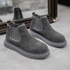 Fashion Genuine Leather Men Winter Short Plush Boots British Style Warm Casual Leather Thick Bottom Winter Shoes Outdoor Walking Shoes