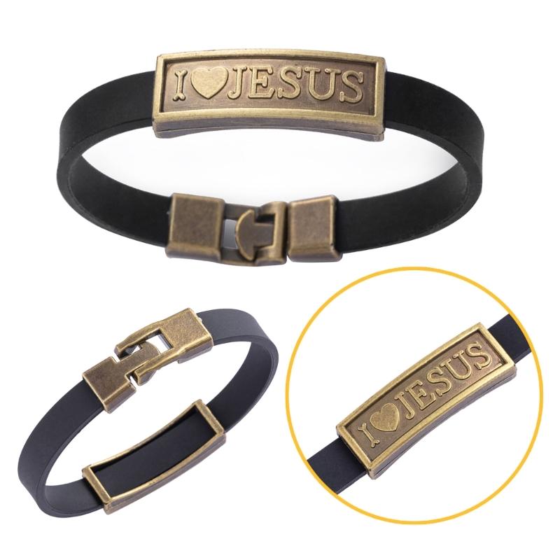 Embossed Bracelet Letter Wristband Silicone Letter Bangle Man Religious Jewelry Jesus Bracelet Silicone Letter Wristband