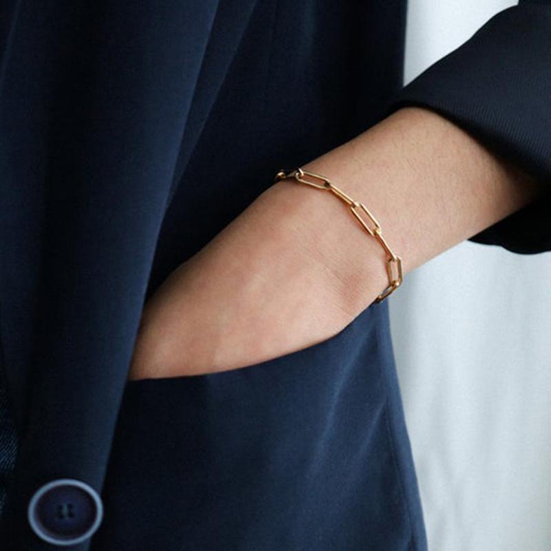 European & American Style Gold-Plated Stainless Steel Women's Chain Bracelet
