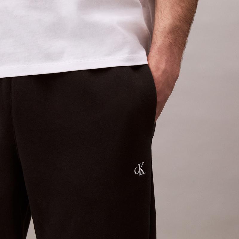 Calvin Klein Fleece Letter Embroidery Drawstring Cuffed Casual Pants Men bottoms Black 40QM432