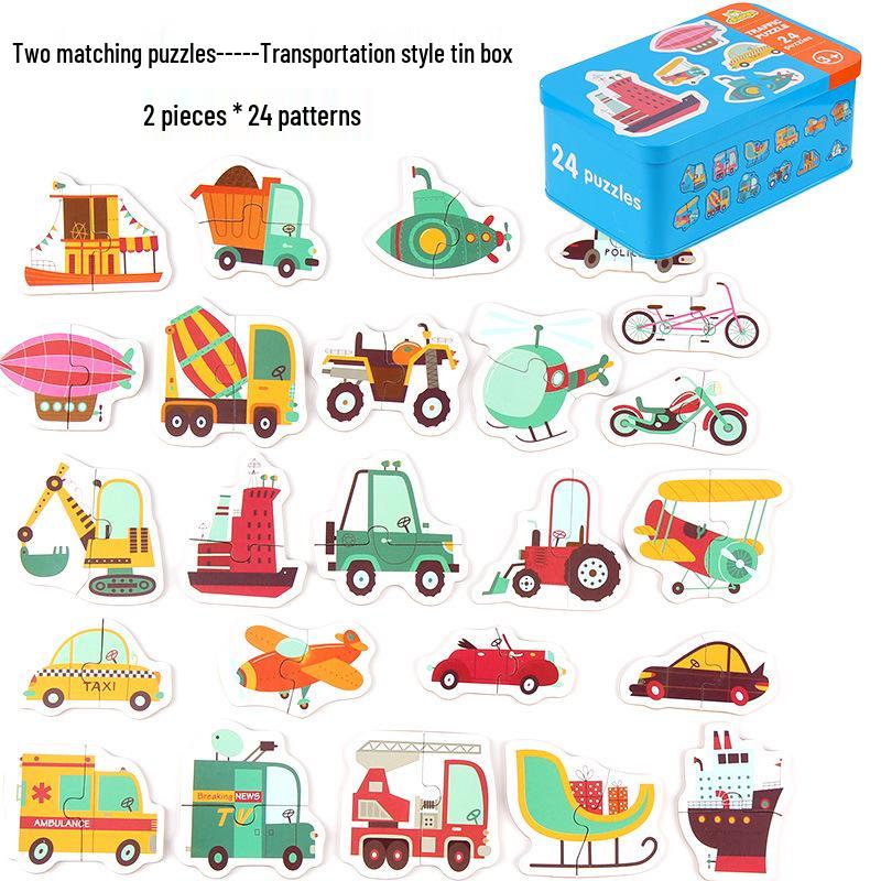 Animal Cognition Puzzle for Toddlers: 2-Piece Matching Game In Iron Box (Ages 1-3)