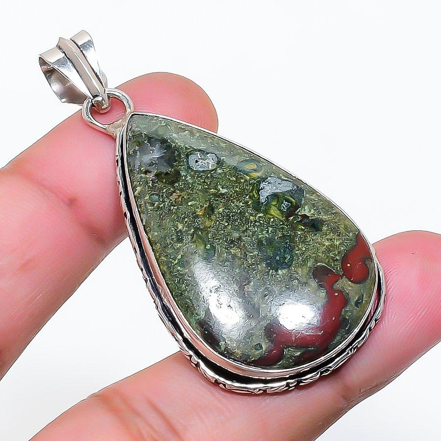 Natural Dragon Blood Gemstone Handmade 925 Sterling Silver Pendant 2.09 AP-14916