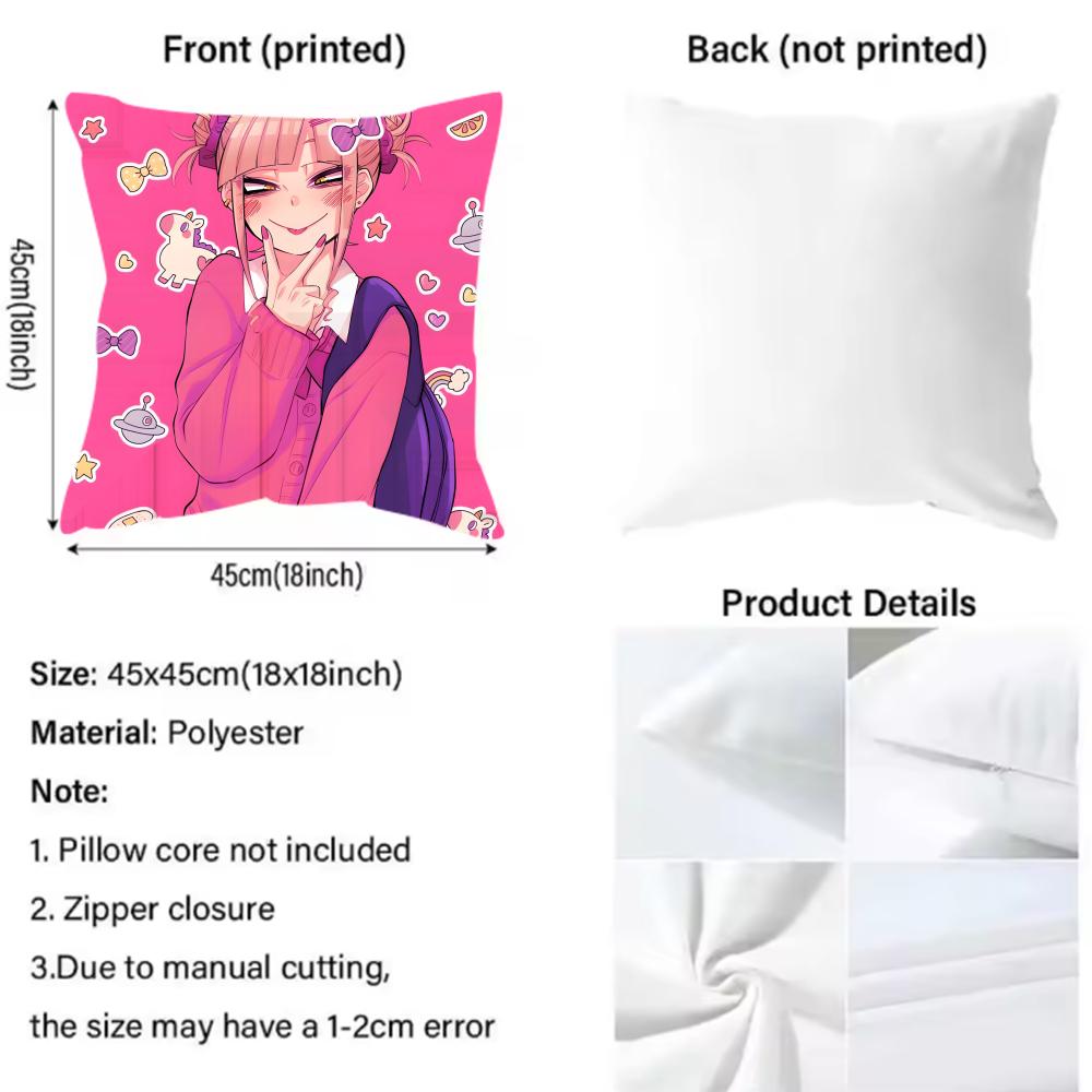 My Hero A-Academia H-Himiko Toga Cushion Cover 2-in-1 Reversible Plush Pillow Cover | Car/Sofa/Bed | Perfect Gift