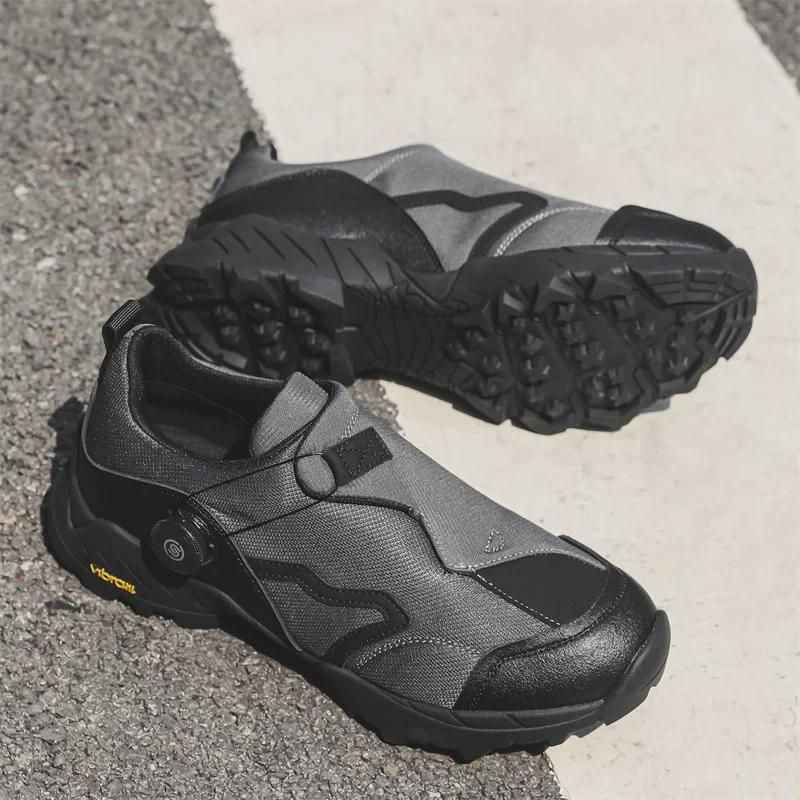 Men's Retro Thick-Soled Leather Hiking Shoes for Fall Camping