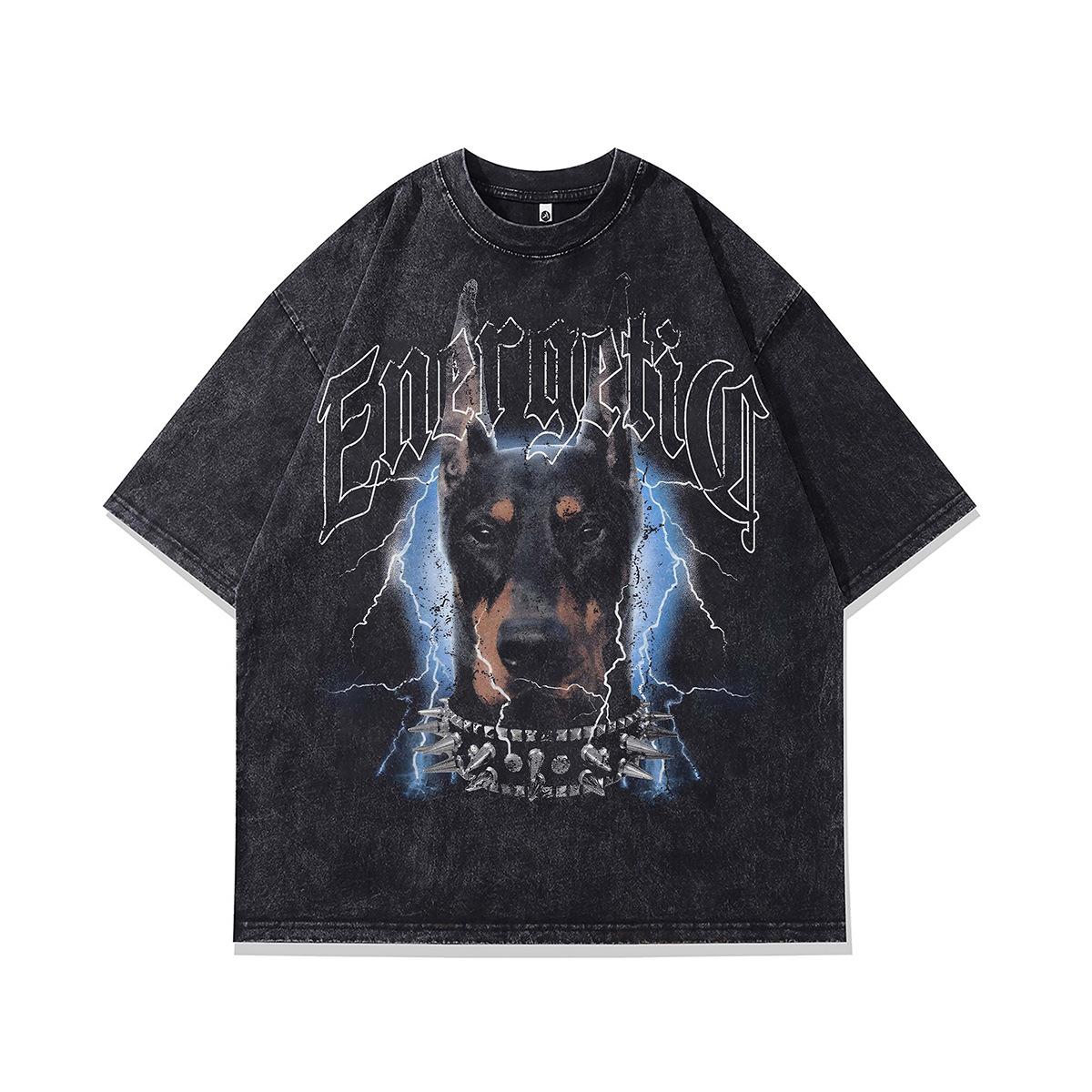 

American Vintage Vintage Skull Print Short Sleeve T-Shirt Men S And Women S Ins Trendy Brand Washed Old Half Sleeve Tee XXL
