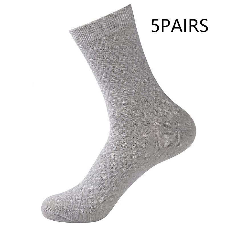 5 Pairs High Quality Bamboo Fiber Men Socks Business Breathable Deodorant Compression Socks Men Long Big Size EU39-47 Large Plus