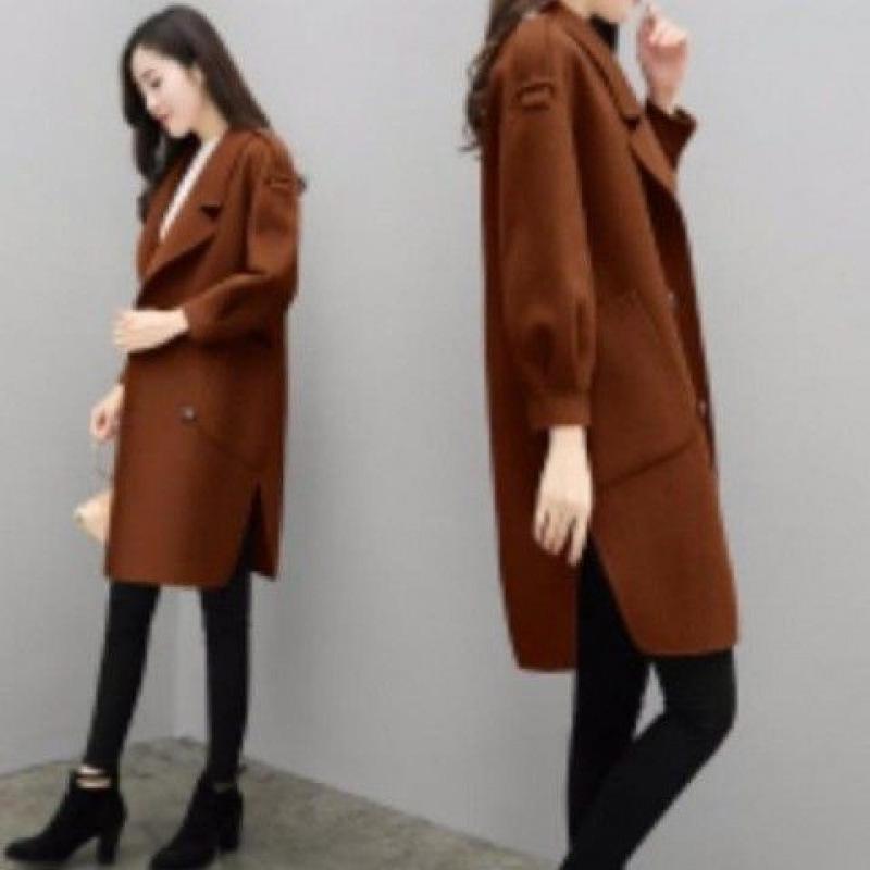 

Hepburn Style Wool Coat for Petite Women - New 2025 Mid-Length Korean Over-the-Knee Outerwear for Autumn/Winter 2XL
