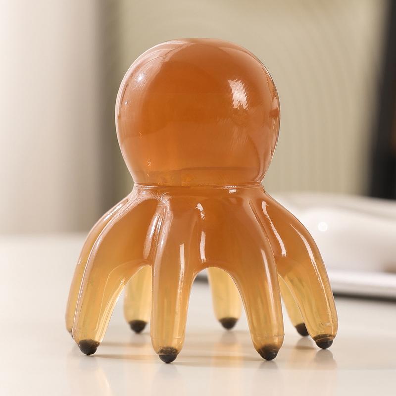 

Нефритовый гребень-осьминог для кожи головы, устройство для гуа-ша из смолы, 8 щупалец, терапия, инструмент для расслабления, портативный уход за волосами, массаж тела коричневый