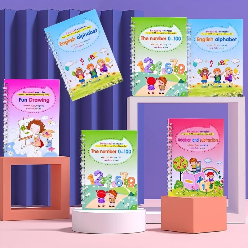 Kids Grooved Handwriting Practice Book English Early Education Fun Drawing Training Workbook