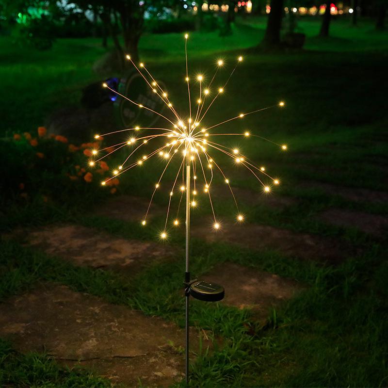 CrossLED Solar Waterproof Firework Garden Lights - Outdoor Courtyard Decoration, Colorful LED Display