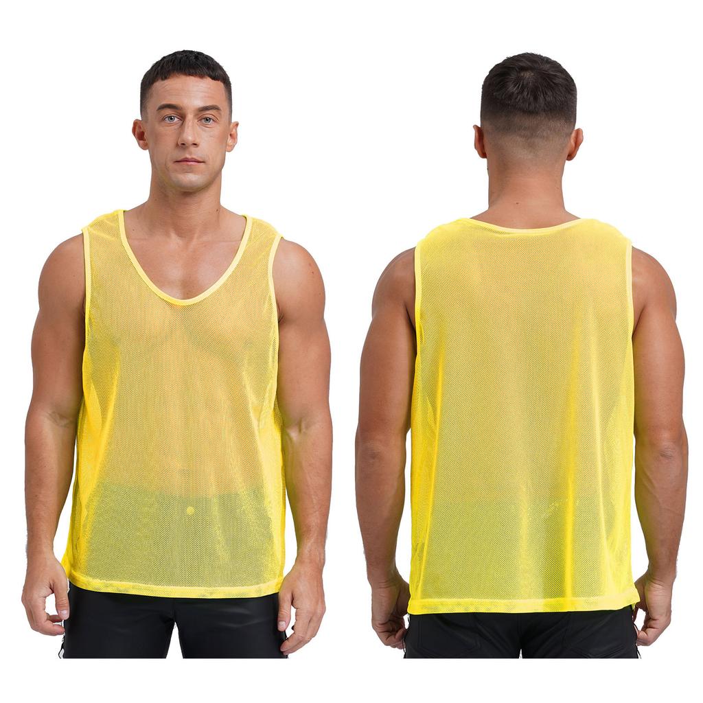 Gilet d'entraînement en maille ajourée pour homme Sport d'équipe Col rond Sans manches Débardeur Musculation Clubwear Tenue de plage