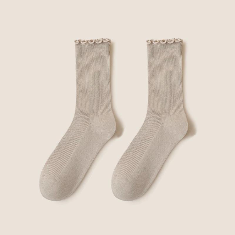Women's Summer Thin Fashion New Wooden Ear Side In The Tube Stack Socks
