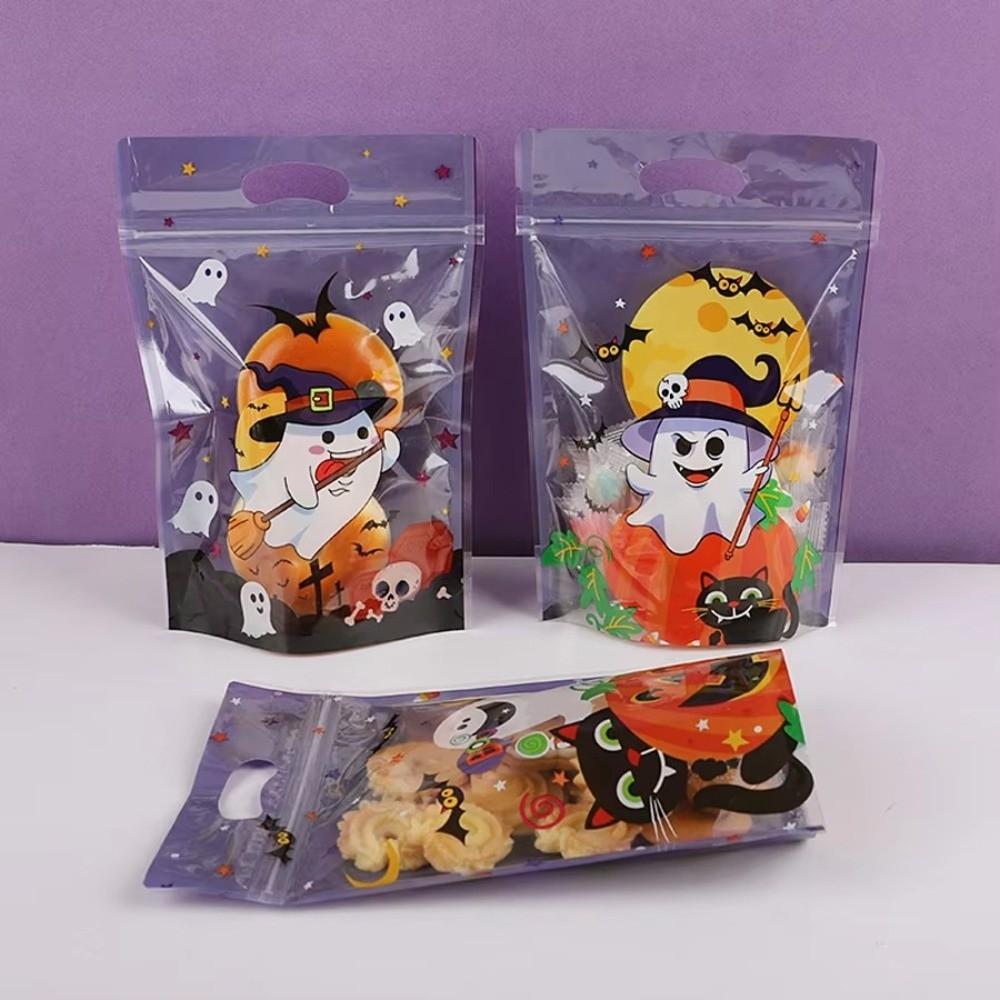 Composite Film Halloween Treat Bags Resealable Zipper Resealable Food Bags Cookie Packaging