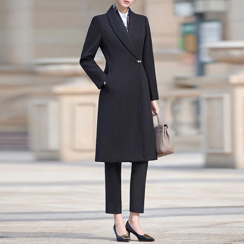 Women's New Chinese Style Padded Wool Blend Professional Long Coat