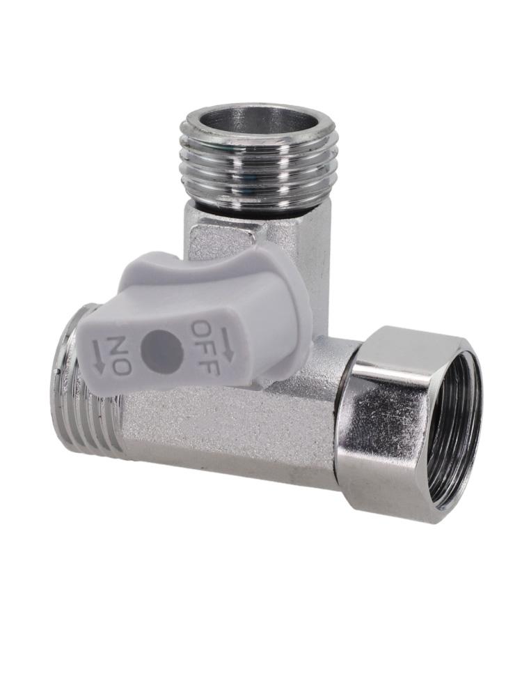 Tee Stop Valve Zinc Alloy Angle T Adapter for Kitchen and Bathroom Water Supply with Application for Bidet Toilet Tank Sprayer
