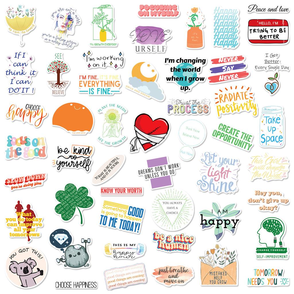 100 Inspirational Text Stickers Theme Inspirational English Short Sentences Literary Style Creative Graffiti Student Stationery Stickers