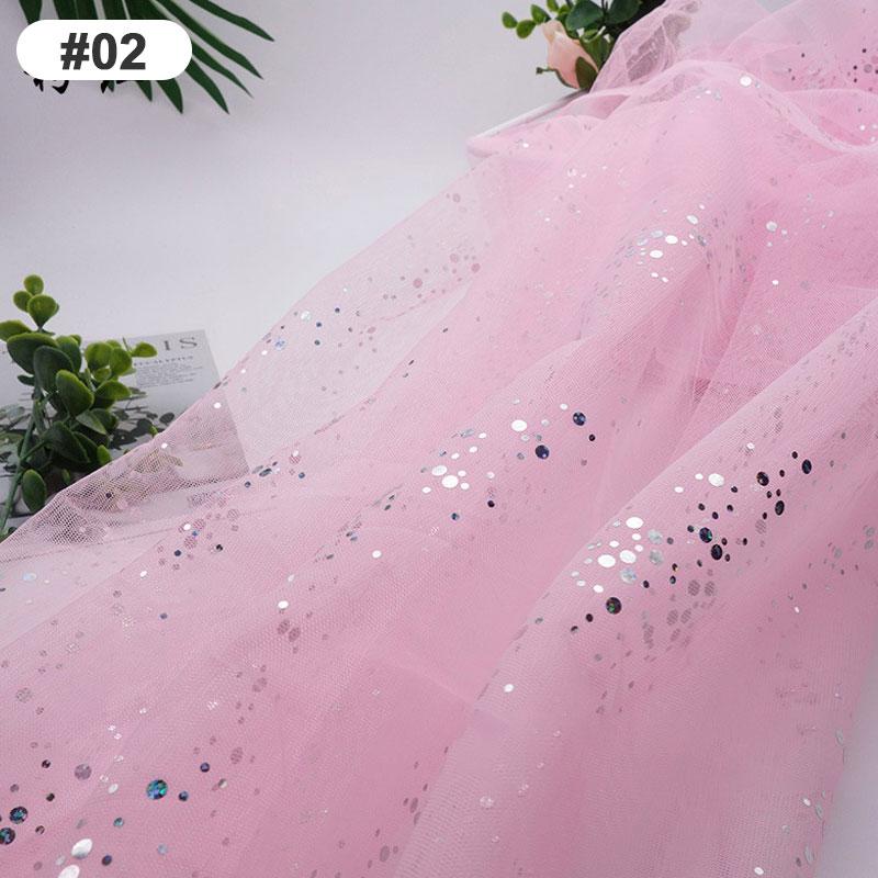 1.6x1M Soft Glitter Galaxy Silver Dot Sequins Tulle Fabric for Dress Shirts Decor Sewing Material Red Blue White Pink Black