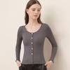 CANVAUS Herbst Neue frauen V-ausschnitt Bodenbildung Shirt T-shirt frauen Lange-ärmeln Schlank Stretch Top