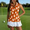 Women's Sleeveless Golf Shirt with Collar and Zipper , Halloween Print , for Casual Golf and Sport