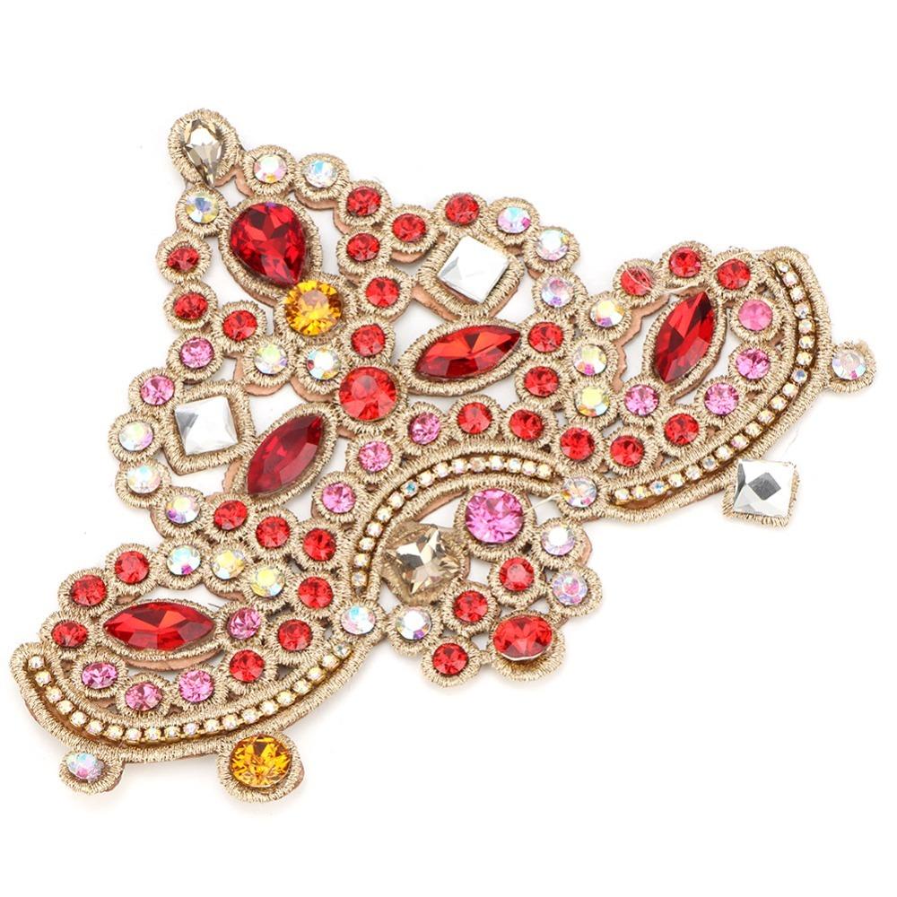 2pcs Sew On Design Rhinestone Applique Patches Beaded Applique Patches  For Clothing Accessories