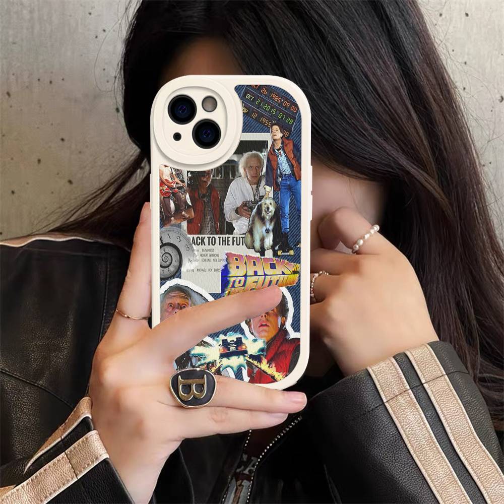 Movie B-Back To The F-Future For IPhone 16 15 14 13 12 11 Pro Max Plus Shockproof Leather Soft Phone Cover