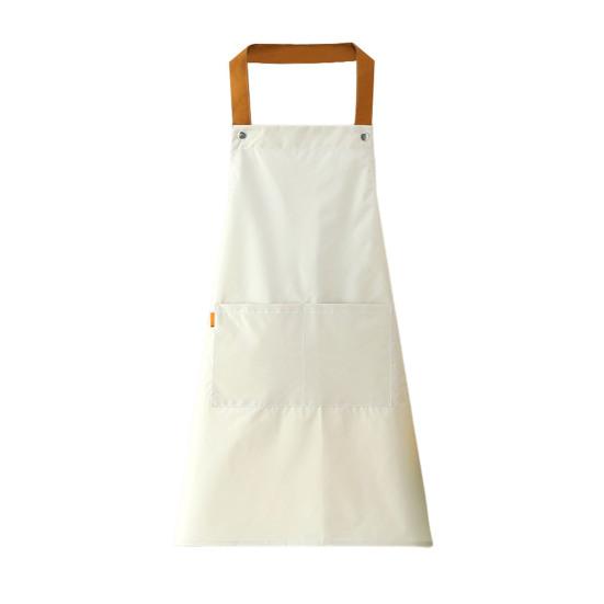 Solid Color Kitchen Apron with Dual Pockets Waterproof Oil-proof Adjustable Breathable Men Women Chef Cooking Baking Bib Apron
