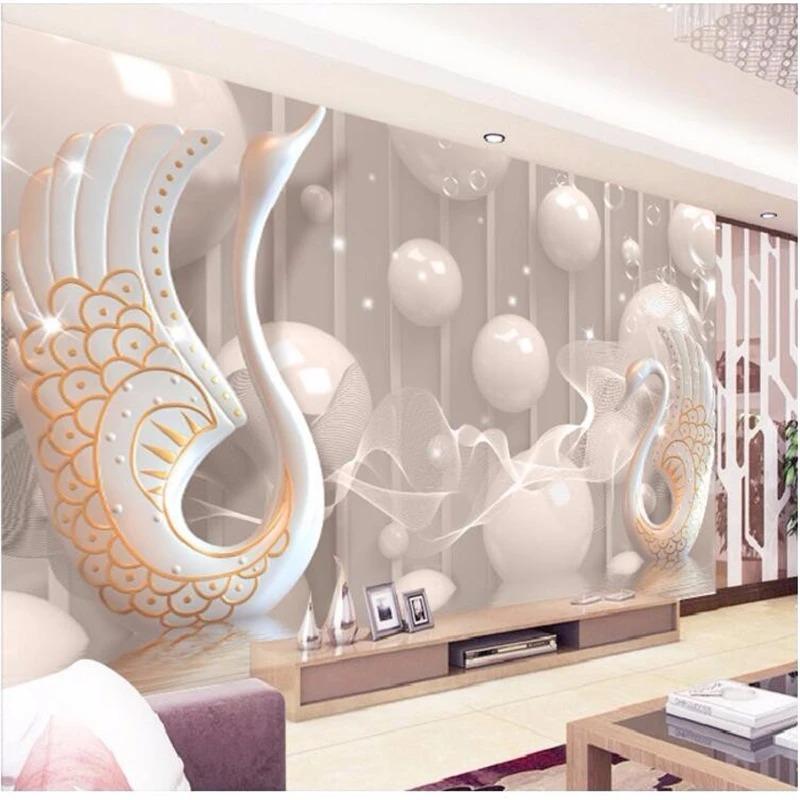 Wallpaper White Swan Geometric Ball Mural Living Room Bedroom Tv Background Walls Home Decor 3d Wallpaper