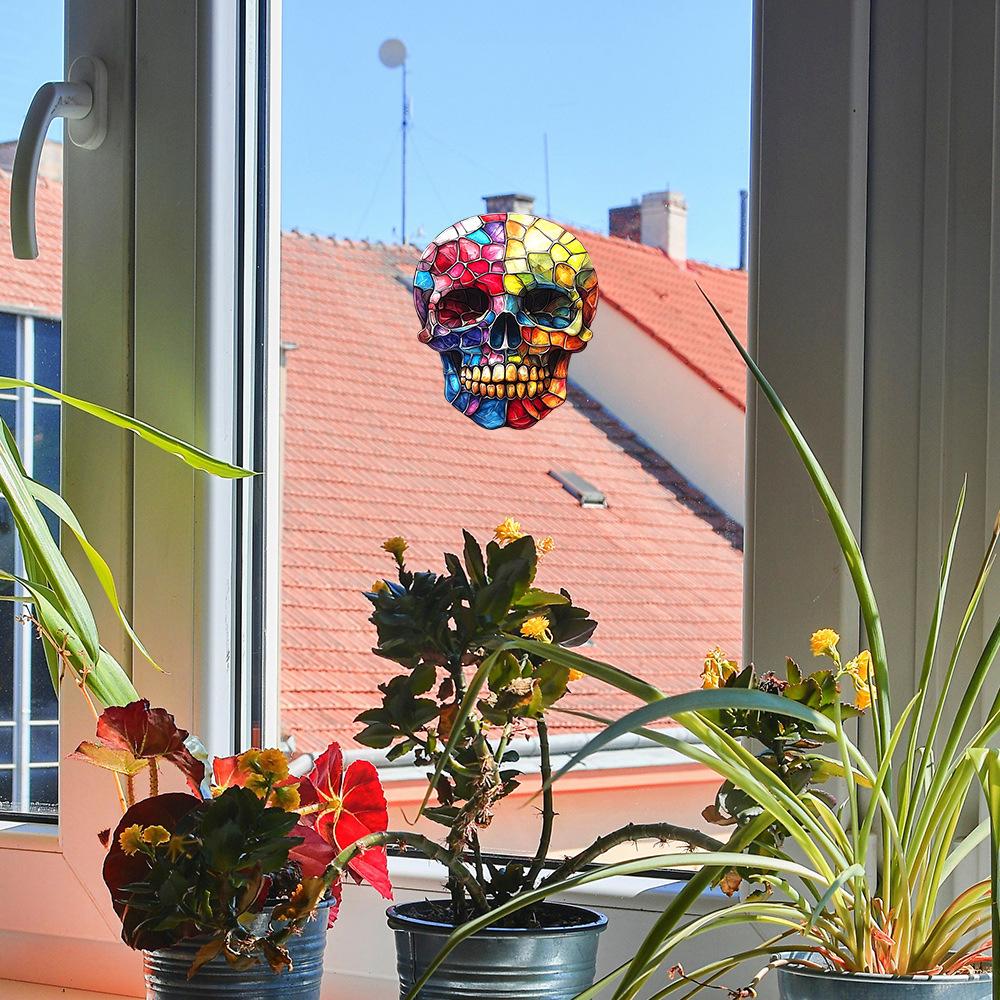 Creative Colored Skull Glass Window Home Beautification and Decoration Static Window Stickers